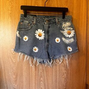 Denim Daisy Hand Painted Women's Shorts